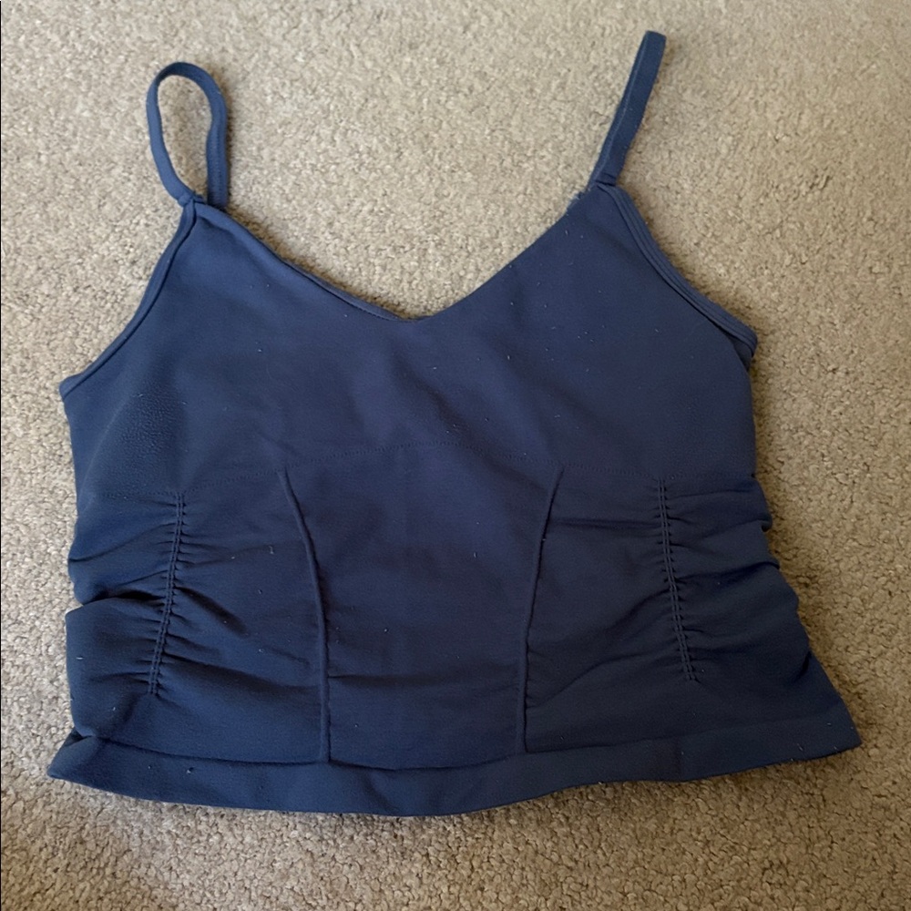 Navy Blue Ruched Camisole Top free people movement xs